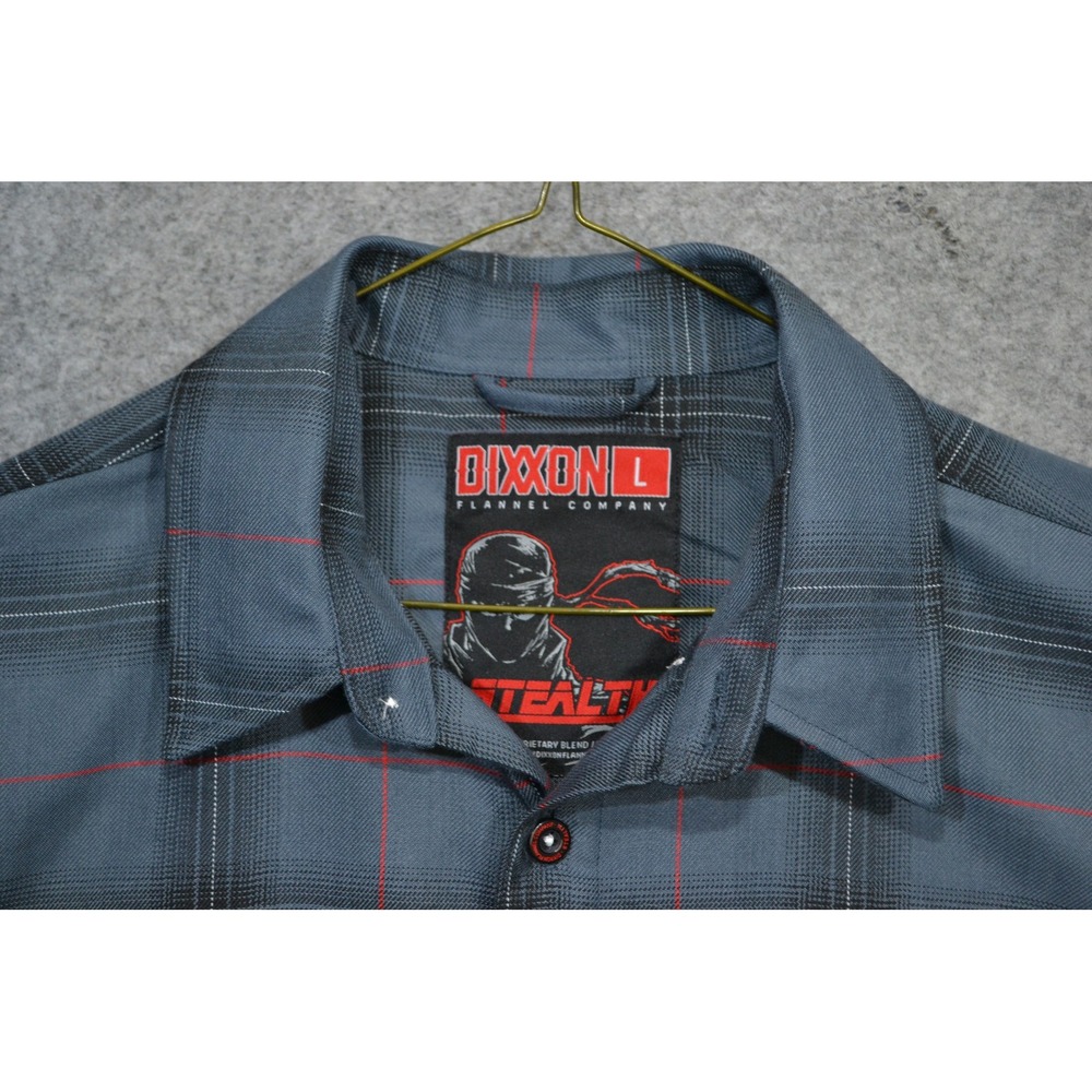 Dixxon Shirt Mens Large Gray Plaid Stealth D-Tech Flannel Long Sleeve Button Up
